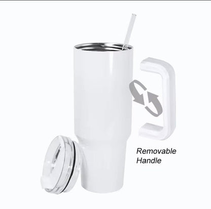 40 oz Stainless Steel Insulated Tumbler With Handle and Straw, Leakproof Lid, Double wall Vacuum Travel Mug, Keeps Drinks Hot and Cold 24h, Large Reusable Water Bottle, Car Cup Holder Friendly.