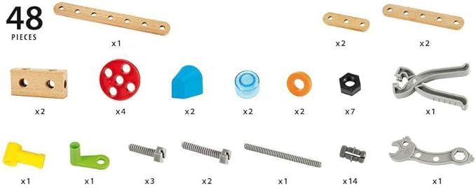 BRIO Builder Starter Set 34586 - Comprehensive 49 Piece STEM Building Set - Enhanced with Wood and Plastic Pieces - Ideal Learning Toy for Kids Aged 3 and Up - MESH Accredited