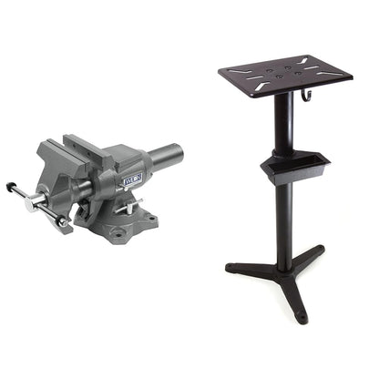 Wilton Multi-Purpose Bench Vise, 6-1/2" Jaw Width, 6-1/4" Jaw Opening, 3-1/4" Throat (Model 650P) & WEN Bench Grinder Stand, 32-Inch with Water Pot (4288T), Black