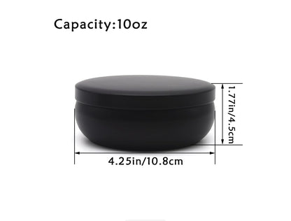 Round Black Metal Candle Tins with Lids, 10 oz, 12-Pack, Storage Container Set for Candle DIY Making and Crafts