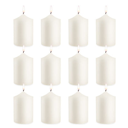 12 Pack Ivory 2x3 Inch Pillar Candles, 22 Hours Unscented Column Candles, Dripless Smokeless Unscented Candles for Home Weddings Restaurant Spa Church and Emergency