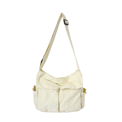 GAXOS Aesthetic Cute Messenger Bag for School Vintage Black Canvas Crossbody for Women Shoulder Laptop Bag