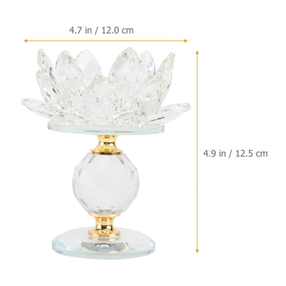 Lotus Crystal Candleholder Elegant Decorative Candlestick for Dining Table Home and Special Occasions Unique Flower-Shaped Design for Romantic Atmosphere for Weddings and Parties