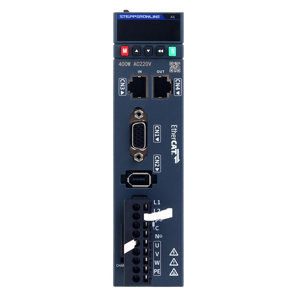 STEPPERONLINE AC Servo Motor kit EtherCAT A6 Series 400W Servo Motor 3000rpm 1.27Nm with Brake 17 Bit Absolute Encoder IP67 + 400W EtherCAT AC Servo Motor Driver+ 3.0M Cabels