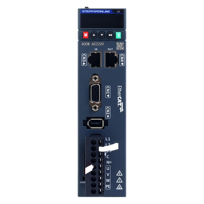 STEPPERONLINE AC Servo Motor kit EtherCAT A6 Series 400W Servo Motor 3000rpm 1.27Nm with Brake 17 Bit Absolute Encoder IP67 + 400W EtherCAT AC Servo Motor Driver+ 3.0M Cabels