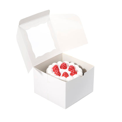Huoshange Cookie Boxes with Window 5x5x3.5 Inch[50 Pack] Premium White Bakery Boxes,Mini Treat Box, Pastry Box for Mini Bundt Cake and Individual Cheesecakes
