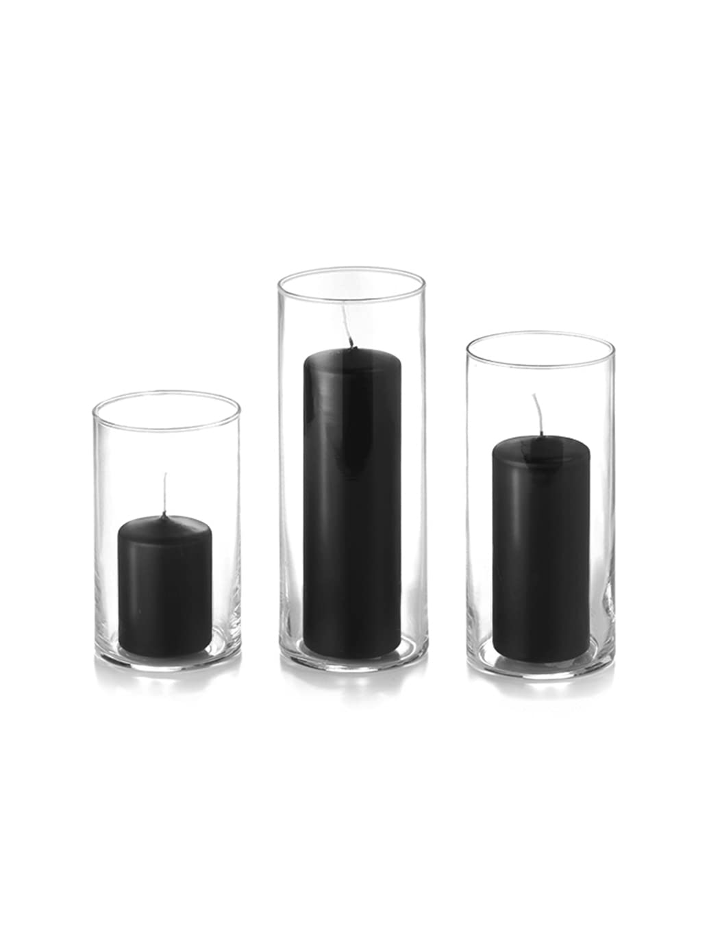 yummi Set of 36 Slim Pillars and Cylinder Vases - Black