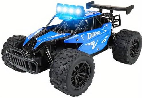Remote Control Car Monster Truck Toys 1:16 Scale RC Car For Boys 2.4GHz High Speed 20 km/h With LED HeadlightsRechargeable RC Cars Gifts for Boys 4-7 8-12 Christmas Beginner Kids 6-12+ (Black)
