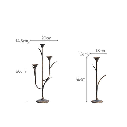 Candlestick Holders Retro Old Wrought Iron Candlestick Ornaments for Coffee Shops, Hotels, Dining Tables Candle Holders(Small)