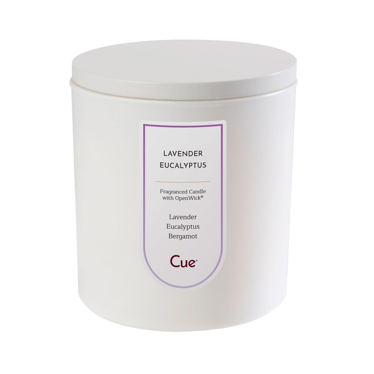 CUE Lavender Eucalyptus Scented Candle | Soy Coconut Wax Blend | Candle Gift for Women | Made in USA | 50 Hour Burn Time | 8.5oz White Color
