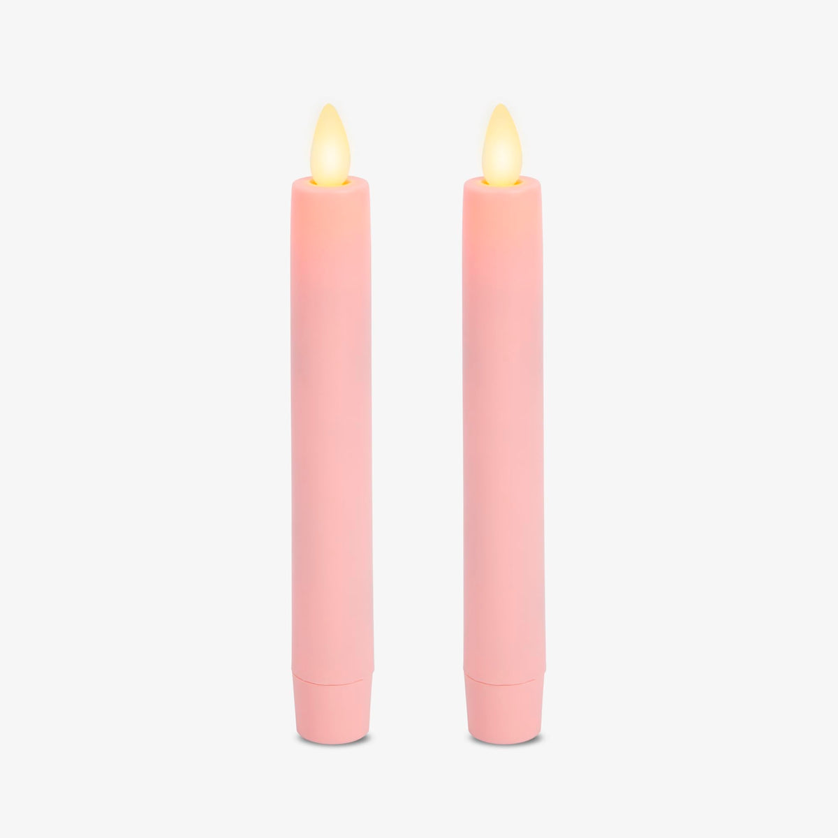 Luminara Set of 2 Flameless Candle Tapers (0.87" x 6.7") Flat Top Real Wax Unscented (Saga Rose)