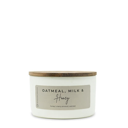 Milkhouse Candle Company Oatmeal, Milk & Honey Soy Candle - Oatmeal Cookie | Milk & Honey | Cherry Scented - 10 oz Signature Statement Candle with Lid, 20+ Hour Burn Time, Made in the USA