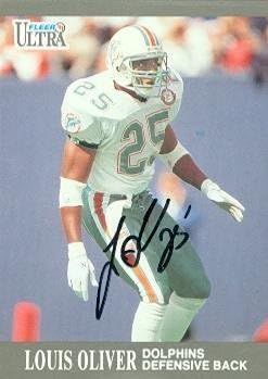 Sports Memorabilia Louis Oliver Autographed Football Card (Miami Dolphins) 1991 Fleer Ultra No.91