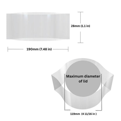 Supplement and Supply 190 x 28 mm Clear Perforated Shrink Band for Deli Tubs, Food Storage Containers & Large Plastic Canisters [Cap Diameter: 4 11/16"] Pack of 1,000