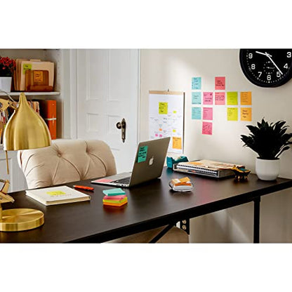Post-it Super Sticky Notes, 24 Sticky Note Pads, 3 x 3 in., School Supplies, Office Products, 2X The Sticking Power, Supernova Neons Collection