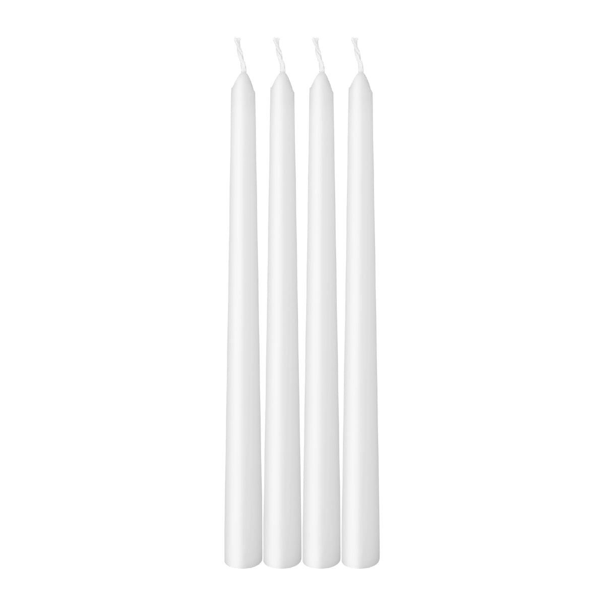 Estrella Blanca 4 Pack 10-Inch White Taper Candles, Unscented Smokeless Dripless Tall Candlesticks for Home Décor, Dinner Tables, Parties, and Weddings