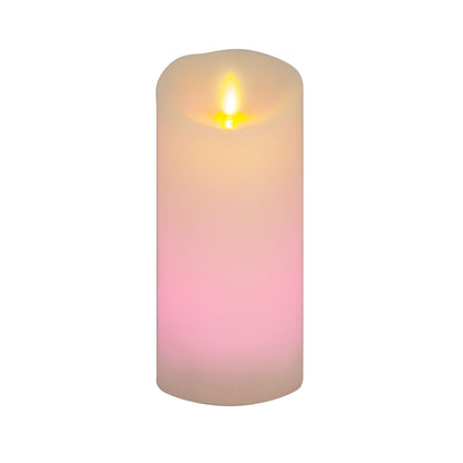 Luminara Flameless Color Changing LED Candle 3" x 6.5", Real Wax Moving Flame, Battery Operated w/ 18 Button Remote, Unscented Safe
