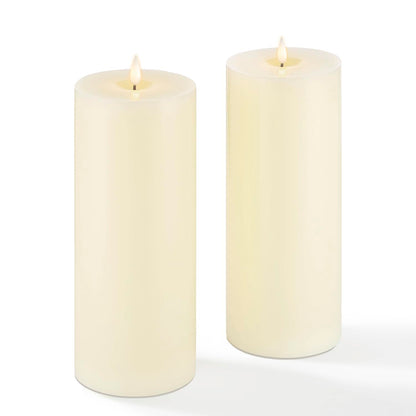 LampLust Flickering Flameless Candles with Remote & Batteries, 4x10 Pillar Candles Set of 2, Real Ivory Wax, Candles Battery Operated, Wedding Centerpieces for Tables, Thanksgiving Decorations