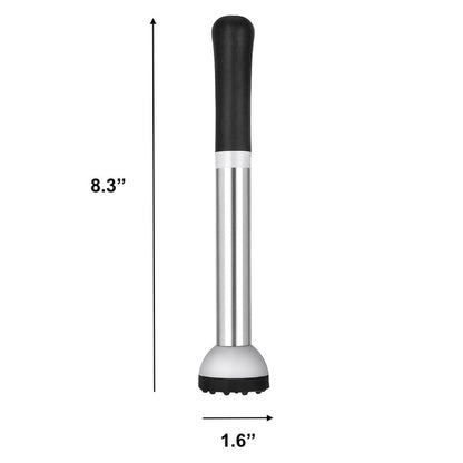 Natier Stainless Steel 8.5" Cocktail Muddler, Professional Drink Muddler for Mojitos, Lemons, and Fruit Cocktails, Durable Bartender Tool with Non-Scratch Nylon Head, Dishwasher Safe