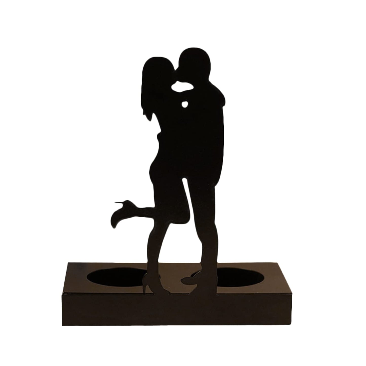Handcrafted Iron Sculpture Candlestick Ornament, Romantic Couple Statue For Anniversaries, Decorative Modern Sculptures, Wedding Decoration Anniversary Ornament Figurine for Couples Valentine (C)
