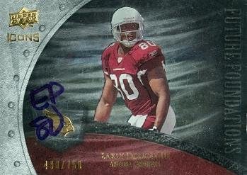 Sports Memorabilia Early Doucet Autographed Football Card (Arizona Cardinals) 2008 Upper Deck Icons No.FF12