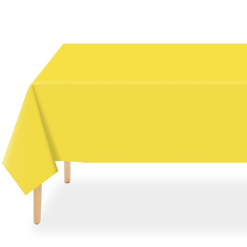 QIKSION Yellow Plastic Table Cloth Disposable 2 Pack, 54 x 108 Inch Tablecloths for Birthday Party, Easter Decorations, Rectangle Table Cover