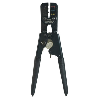Klein Tools T1715 Insulated Crimper, Full Cycle Ratcheting, Insulated Terminals in Wires 22-16, 16-14, 12-10, Black
