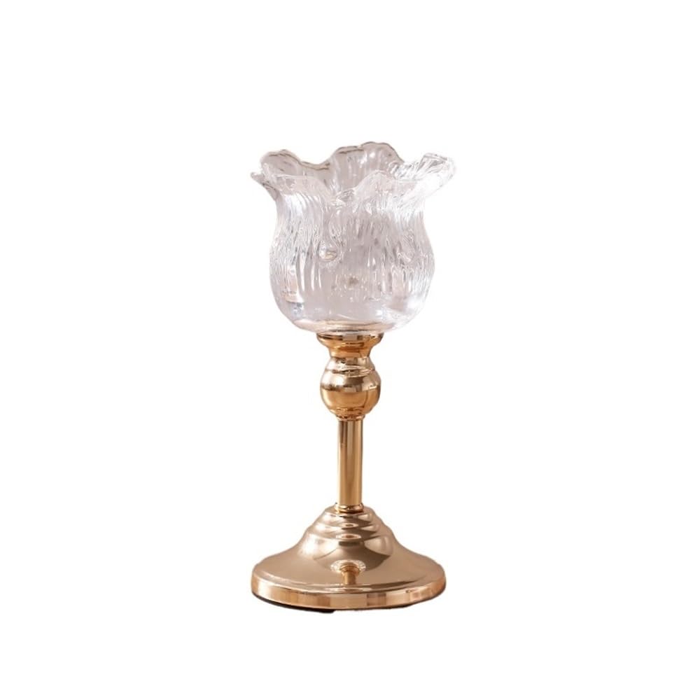 YUHUAWF Candle Holderss European Crystal Glass Tall Candle Holder Candlelight Dinner Table Decoration Home Furnishings Decorative Candlestick(Small)