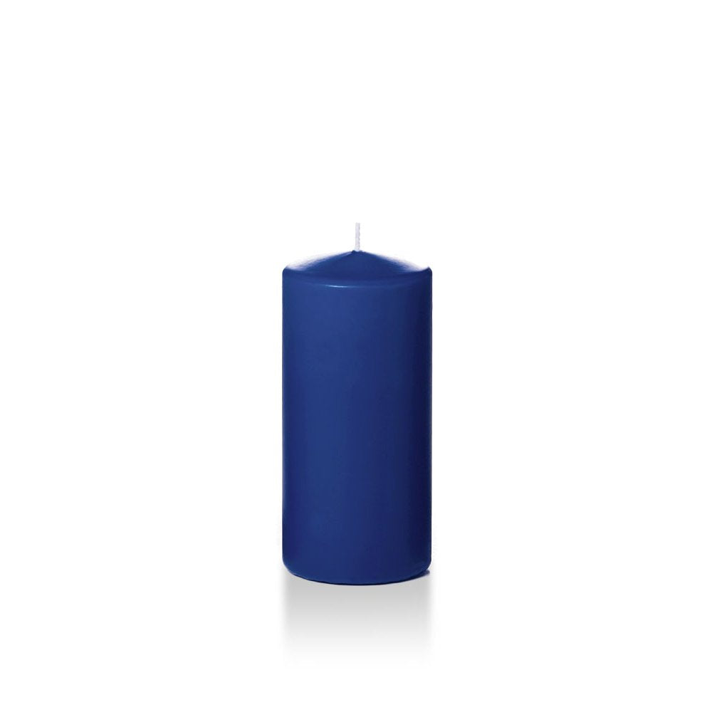 yummi Case of 12 3" x 6" Navy Blue Round Pillar Candles
