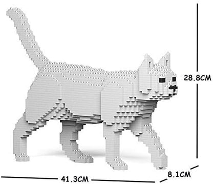 JEKCA Cat 07S-M01 | White Cat Plastic Building Blocks | Age 14+