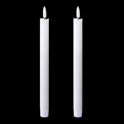 GenSwin Flameless Taper Candles Flickering with Remote Timer, Battery Operated LED Taper Candles with 3D Wick Real Wax Window Candlesticks Pack of 2 for Home Wedding Decor(White, 0.78 x 9.64 Inch)