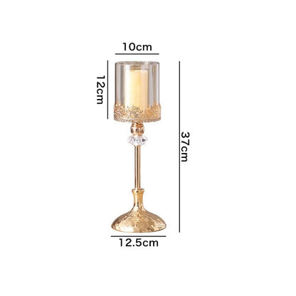 YUHUAWF Candle Holderss Golden Metal Glass Candlestick Home Dining Table Decoration Ornament Candle Holder Decorative Candlestick(Large)