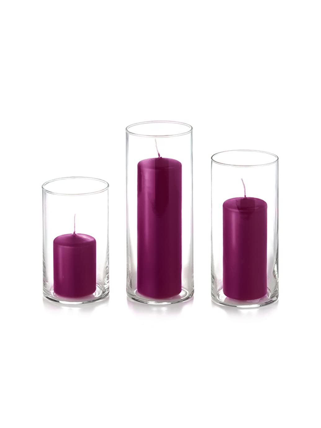 yummi Set of 12 Slim Pillars and Cylinder Vases - Magenta