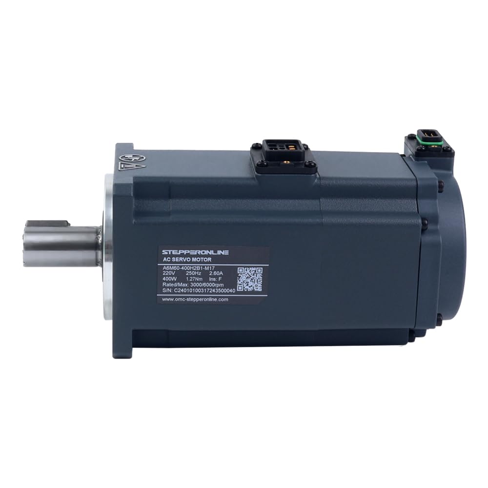STEPPERONLINE AC Servo Motor kit EtherCAT A6 Series 400W Servo Motor 3000rpm 1.27Nm with Brake 17 Bit Absolute Encoder IP67 + 400W EtherCAT AC Servo Motor Driver+ 3.0M Cabels
