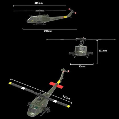 1/48 RC Helicopter for Adults RC ERA C032 UH-1 Huey 2.4G 6CH Gyro Stabilized Remote Control Aircraft with Altitude Hold &amp Optical Flow One-Key Takeoff/Landing