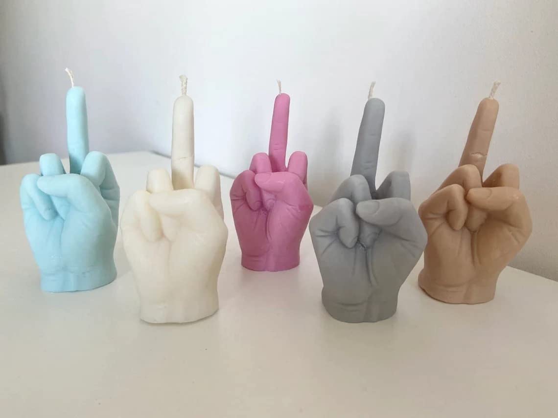Middle Finger Candle, Homemade soy candle, Hand Fuck Candle, Teen Room Decor Candle, Funny Aeshetic Candle, Hippie Candle (White, WITHOUT SCENT)