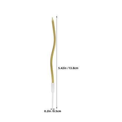 HOLIDYOYO 120pcs Birthday Cake Twisted Candles - Spiral Golden Tall Candles with Holders - Thin Curly Cake Topper for Wedding Party Festival Celebration Supplies