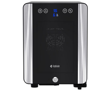 Terpkooler Essential Cooler Compact Portable Mini Fridge with Temp & Humidity Control, 3 USB Ports, Smoked Glass Shelves, Lockable UV Glass Door for Herbs, Oils, Cosmetics, and More