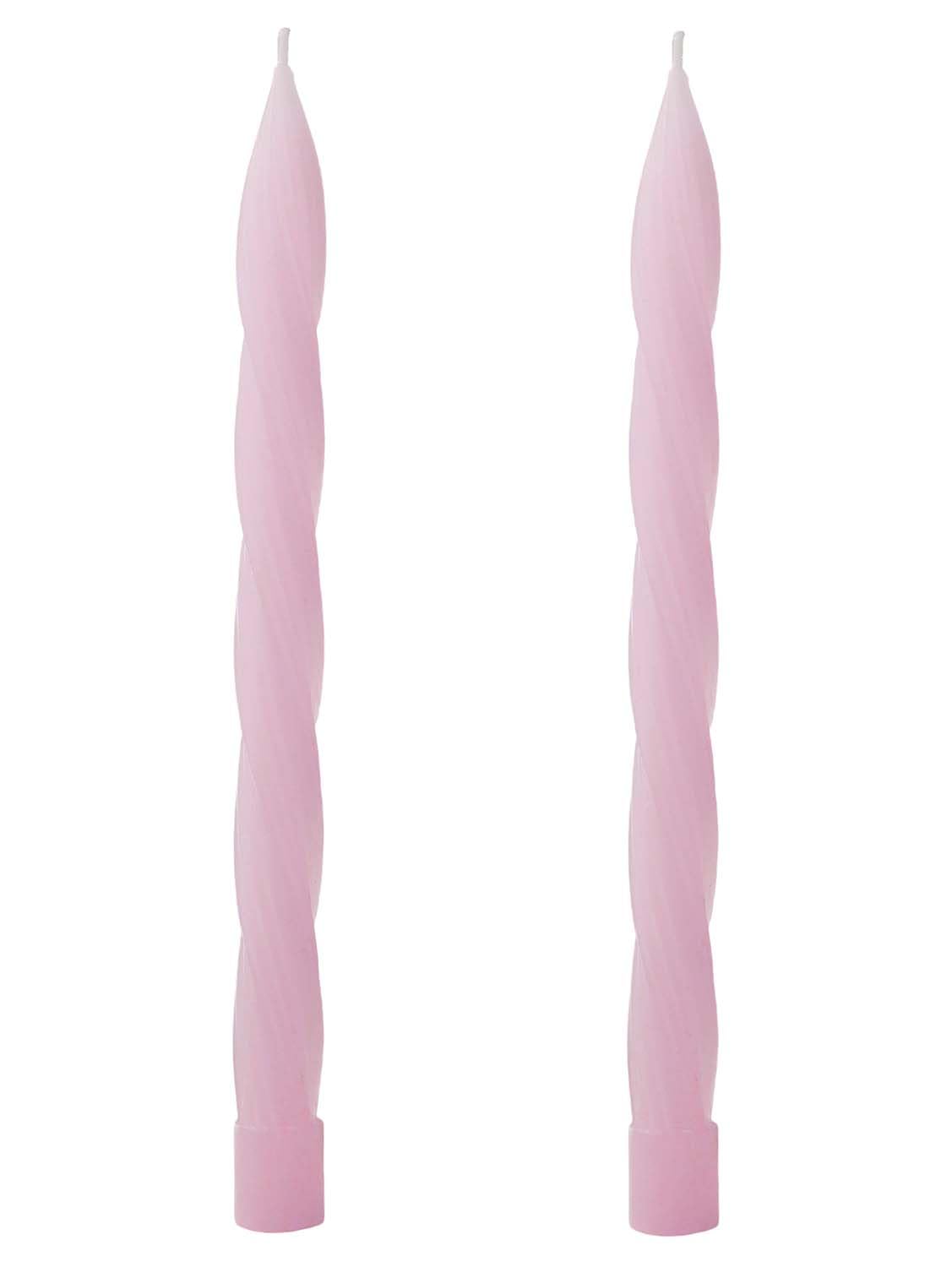 10in Spiral Taper Candles Set of 2 Pack Striped Tapered Candle, Decorative Threaded Candle for Dinner Party Wedding, Kitchen Decors, Christmas, Halloween (Spiral Light Pink, 10in)