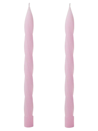 10in Spiral Taper Candles Set of 2 Pack Striped Tapered Candle, Decorative Threaded Candle for Dinner Party Wedding, Kitchen Decors, Christmas, Halloween (Spiral Light Pink, 10in)