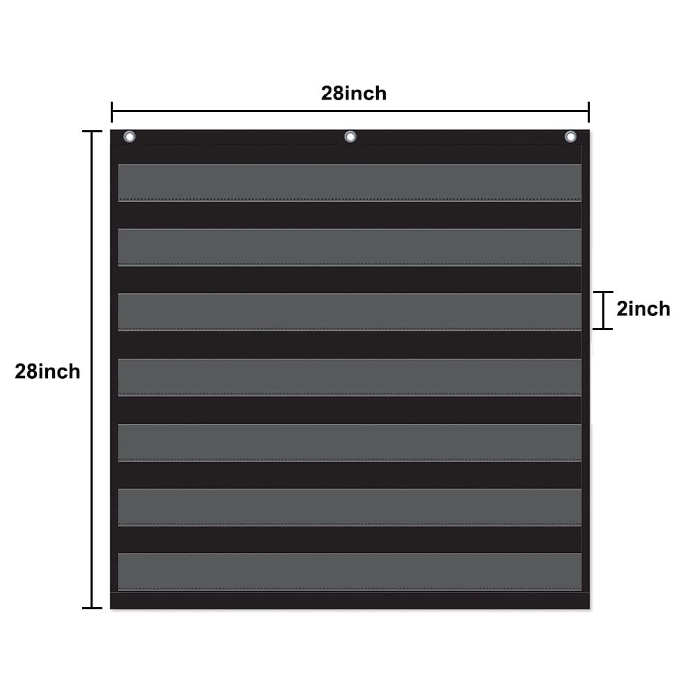 Godery Black Standard Pocket Chart for Classroom or Homeschool Teaching Supplies 7 Pocket Chart (Black)