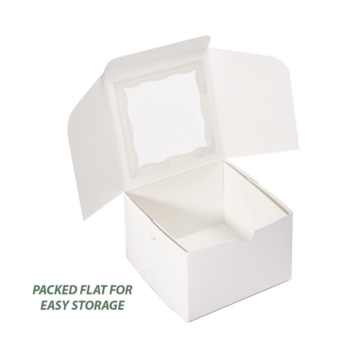Huoshange Cookie Boxes with Window 5x5x3.5 Inch[50 Pack] Premium White Bakery Boxes,Mini Treat Box, Pastry Box for Mini Bundt Cake and Individual Cheesecakes