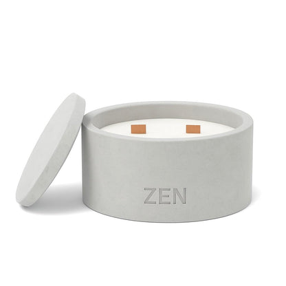 Zen Concrete Candle with Lid – Saffron Amber Jasmine – 100% Beeswax, Minimalist Jar, Wooden Wick, Reusable Container Plant Pot Storage – Luxury-Inspired (Gray, Medium, BAKARAT)