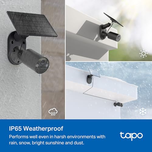 Tapo SolarCam C403 Kit, Outdoor Battery Camera w/Solar Panel, Wireless, 1080P, Free Person Detection, SD/Cloud Storage, Color Night Vision, Built-in Spotlights & Alarm, No Hub Needed, Black