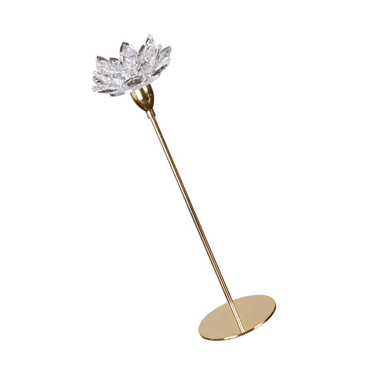 GETAJGHSD Crystal Lotus Candlestick Holder, Small Metal Candle Stand Gold Finish, Decorative Romantic Candleholder for Dining Room and Wedding Décor