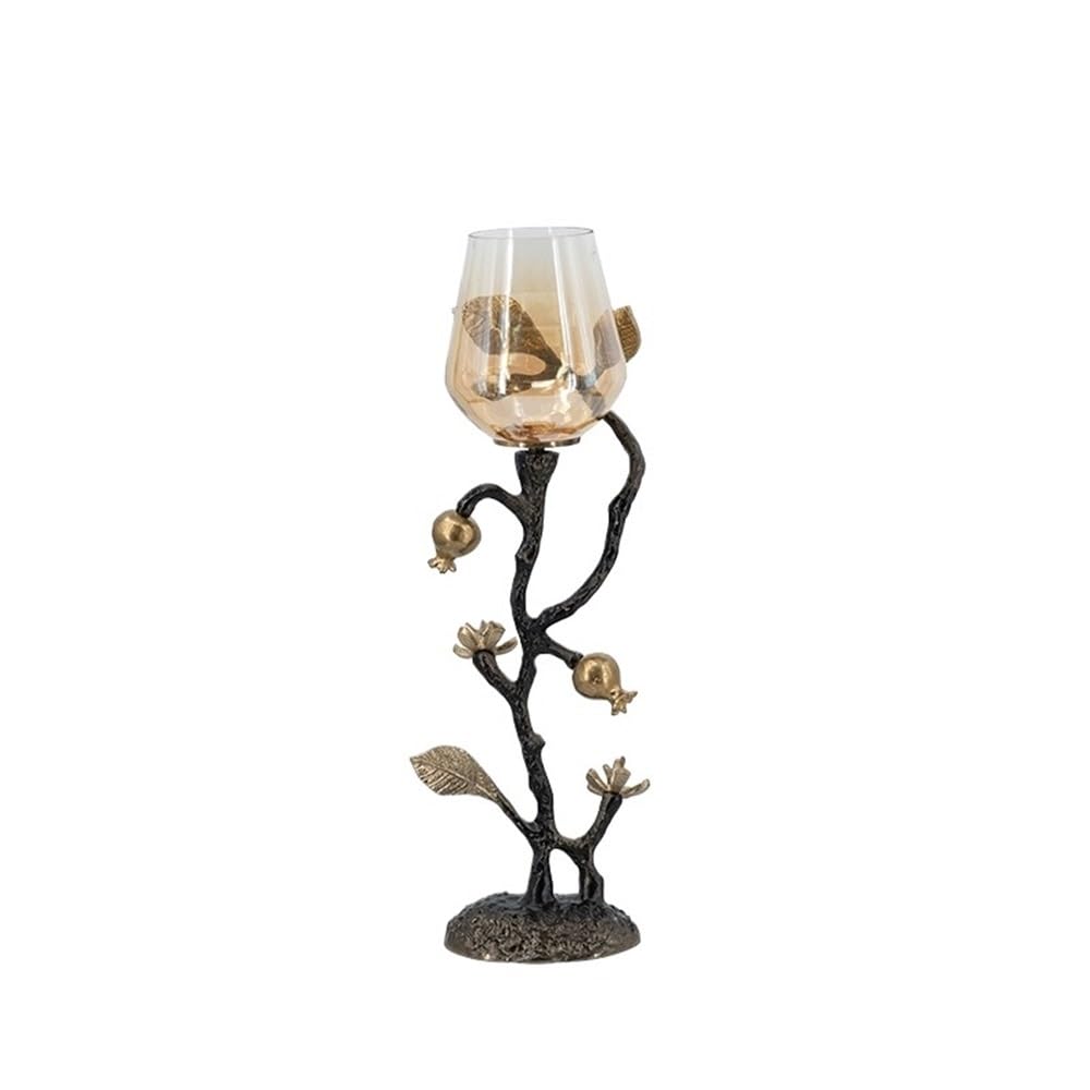 Candlestick Holders Home Creative Candlestick Ornaments Retro Table Decoration Metal Glass Candle Holder Candle Holders(Large)