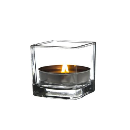 WGV 2 Inch Tea Light Votive Candle Holder, Clear, Square Cube 2”x2”, Small Tiny, Home Décor, Table Top, 1 Pc