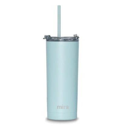 MIRA 20 oz Stainless Steel Vacuum Insulated Tumbler with Multi-Use Flip Lid & Straw - Travel Tumbler Cup for Hot or Cold Drinks - Pearl Blue