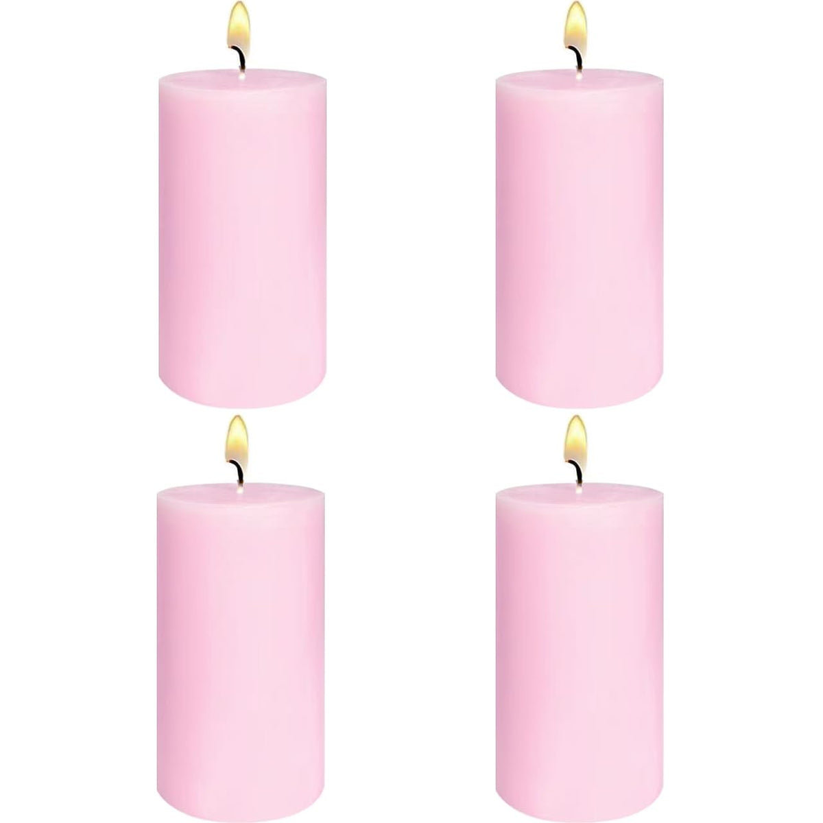 4-Pack Baby-Pink Pillar Candles 2 x 4 Inch – Unscented Dripless and Long Burning Candles, Good for Weddings, Parties, Dinner and Home Décor