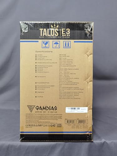 GAMDIAS White RGB Gaming ATX Mid Tower Computer PC Case with Side Tempered Glass Panel and a Magnetic Dust Filter & 3 Built-in 120mm ARGB Fans